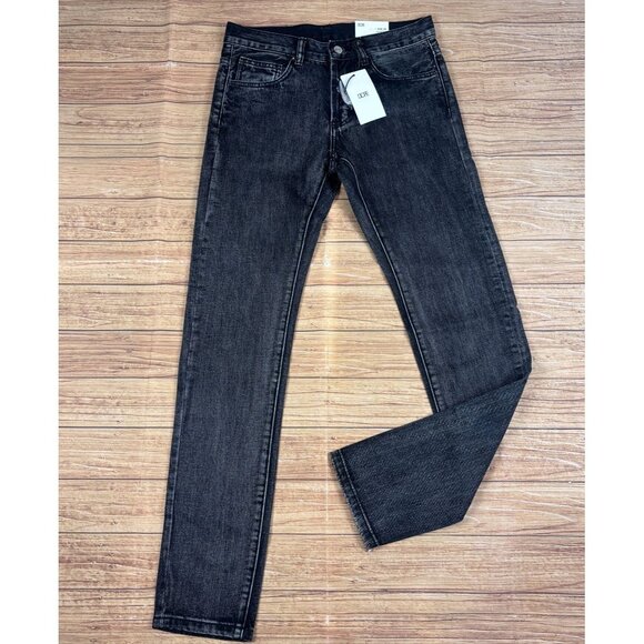 Dope Black Washed Denim Straight Leg Jeans Mens Size 28X32 Cotton Casual Fit - Picture 3 of 13